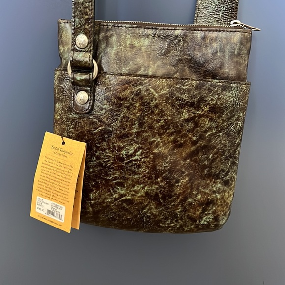 NWT Patricia Nash Stipes Sling Crossbody Tooled Turqouise Leather Bag - Picture 6 of 9